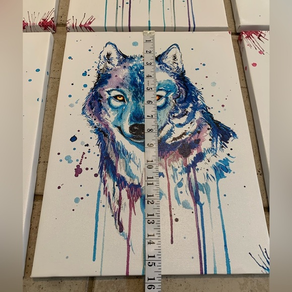 Watercolor Wolf Canvas Wall Art - Set of - Picture 8 of 8